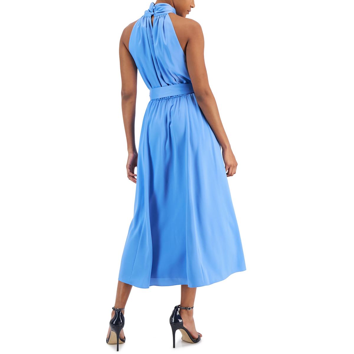 Anne Klein Womens Satin Halter Midi Dress