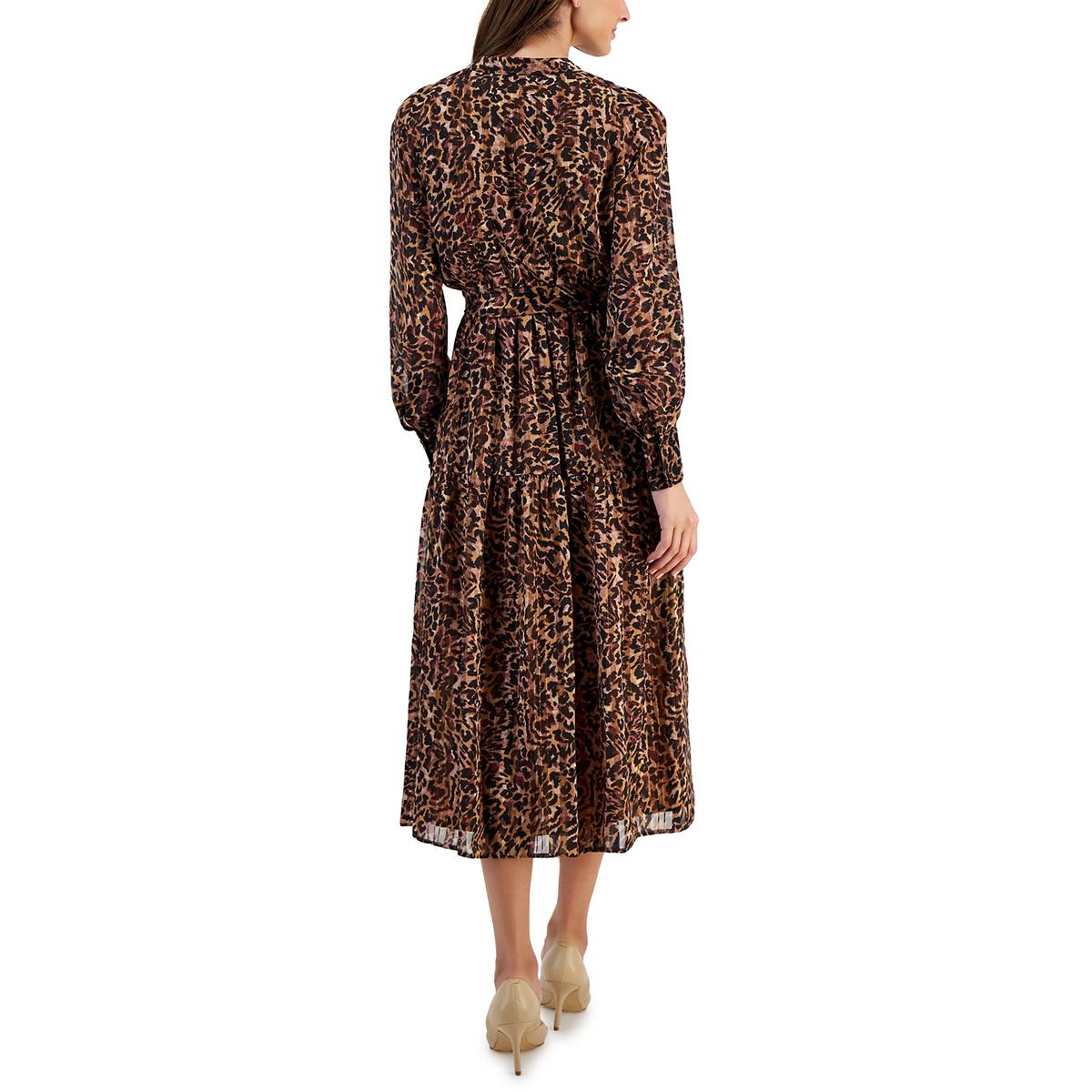 Anne Klein Womens Chiffon Printed Midi Dress